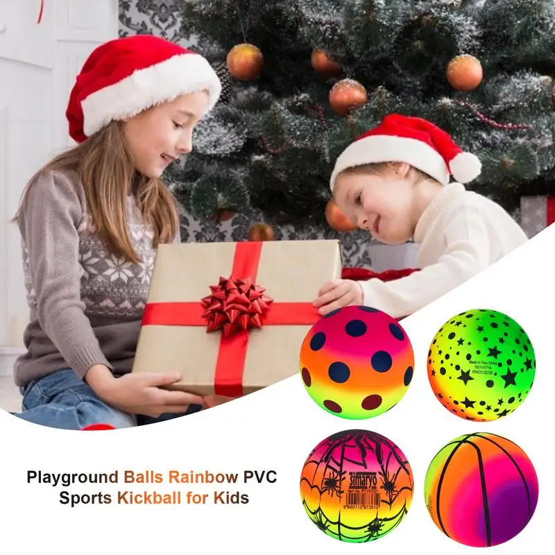 6 Inch Playground Ball Colorful Inflatable Beach Balls Rainbow PVC Sports Kickball Kids Handball Indoor Outdoor