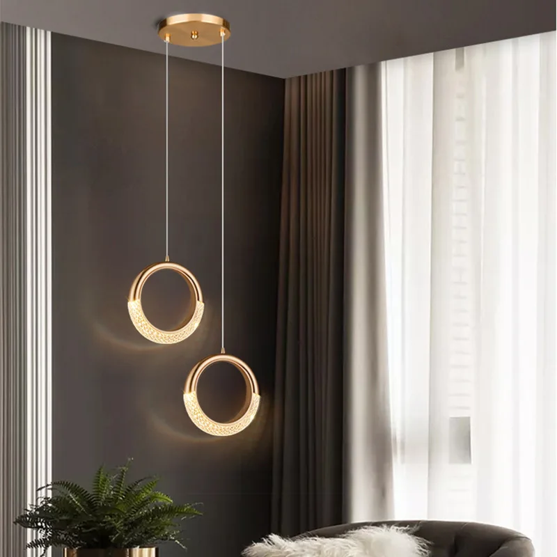 Nordic modern LED pendant light gold Acrylic chandelier Creativity hanging lamp indoor home loft bedroom bedside study stairs pendant lights pendant lamp chandelier lighting vintage pendant lights