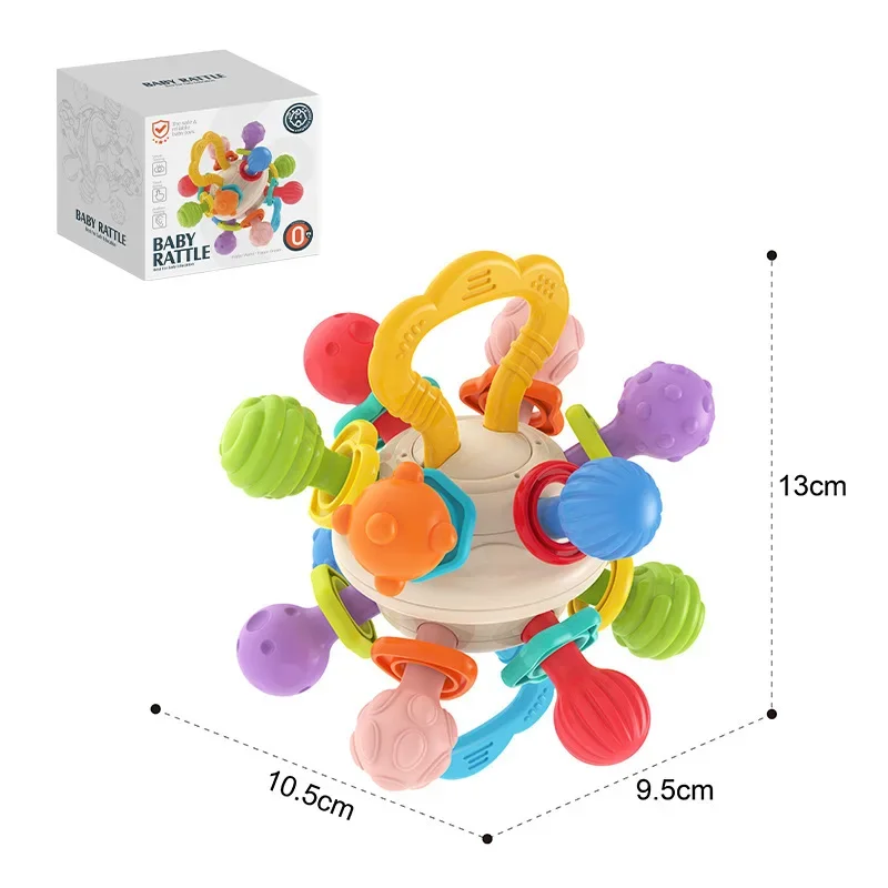 3 IN 1 Baby Toy Manhattan Round Ball Soft Silicone Hand Grab Ball Rattle Infantil Chewable Teethers Toys For Infant 0-12months baby toys baby rattle toys ball rattle toy