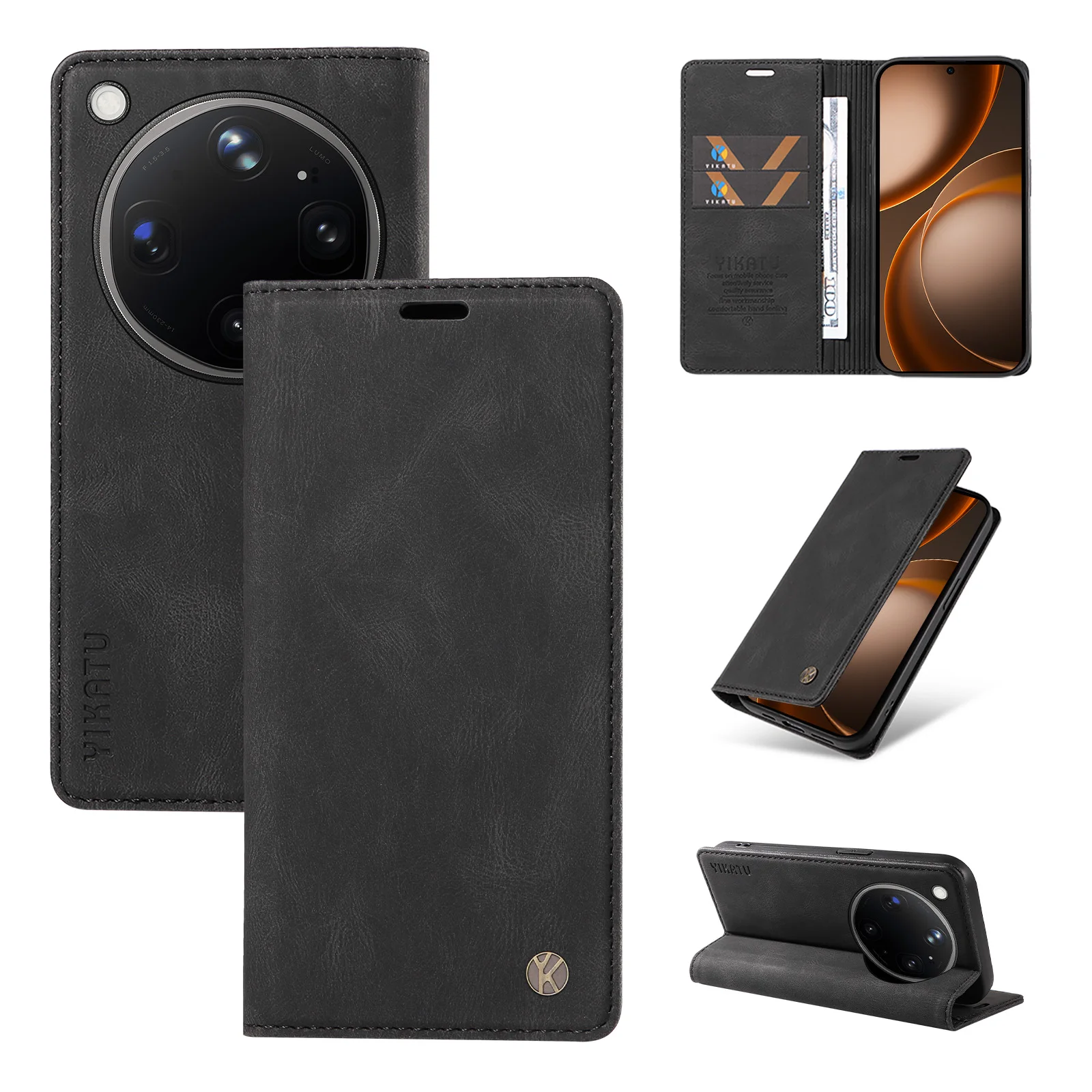 Leather Magnetic Flip Case | Premium Wallet Cover with Kickstand & Card Holder