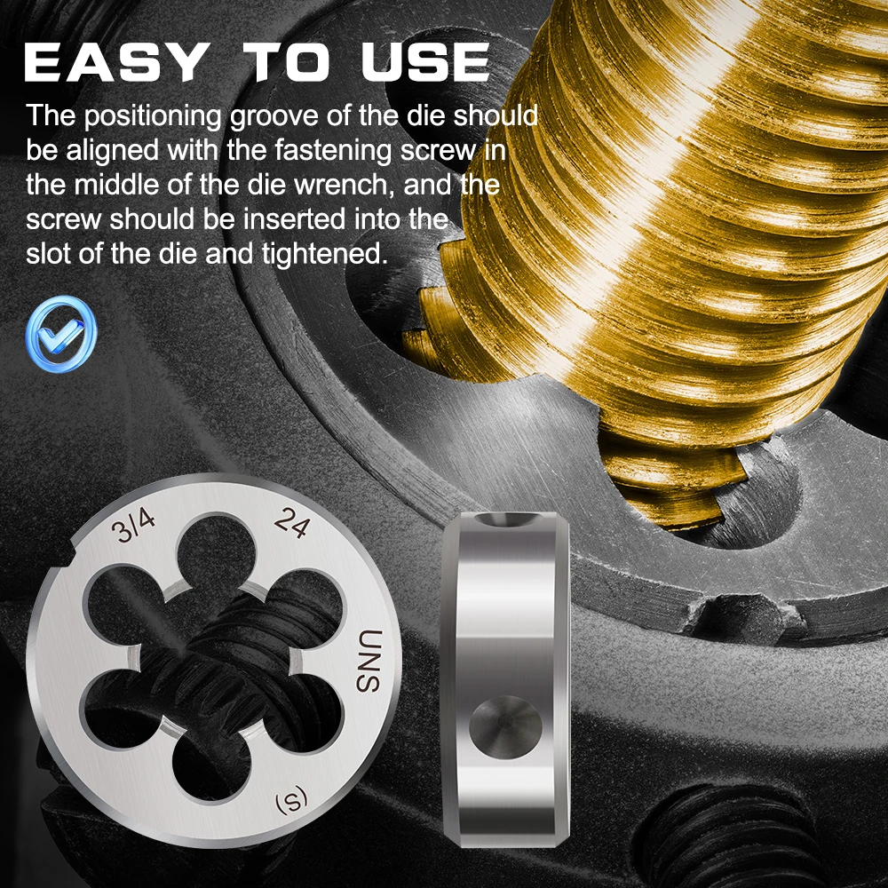 Thread Die 1pc 5/16 3/8 7/16 1/2 5/8 3/4 UNC UNF UNEF Right Hand Threading Tools
