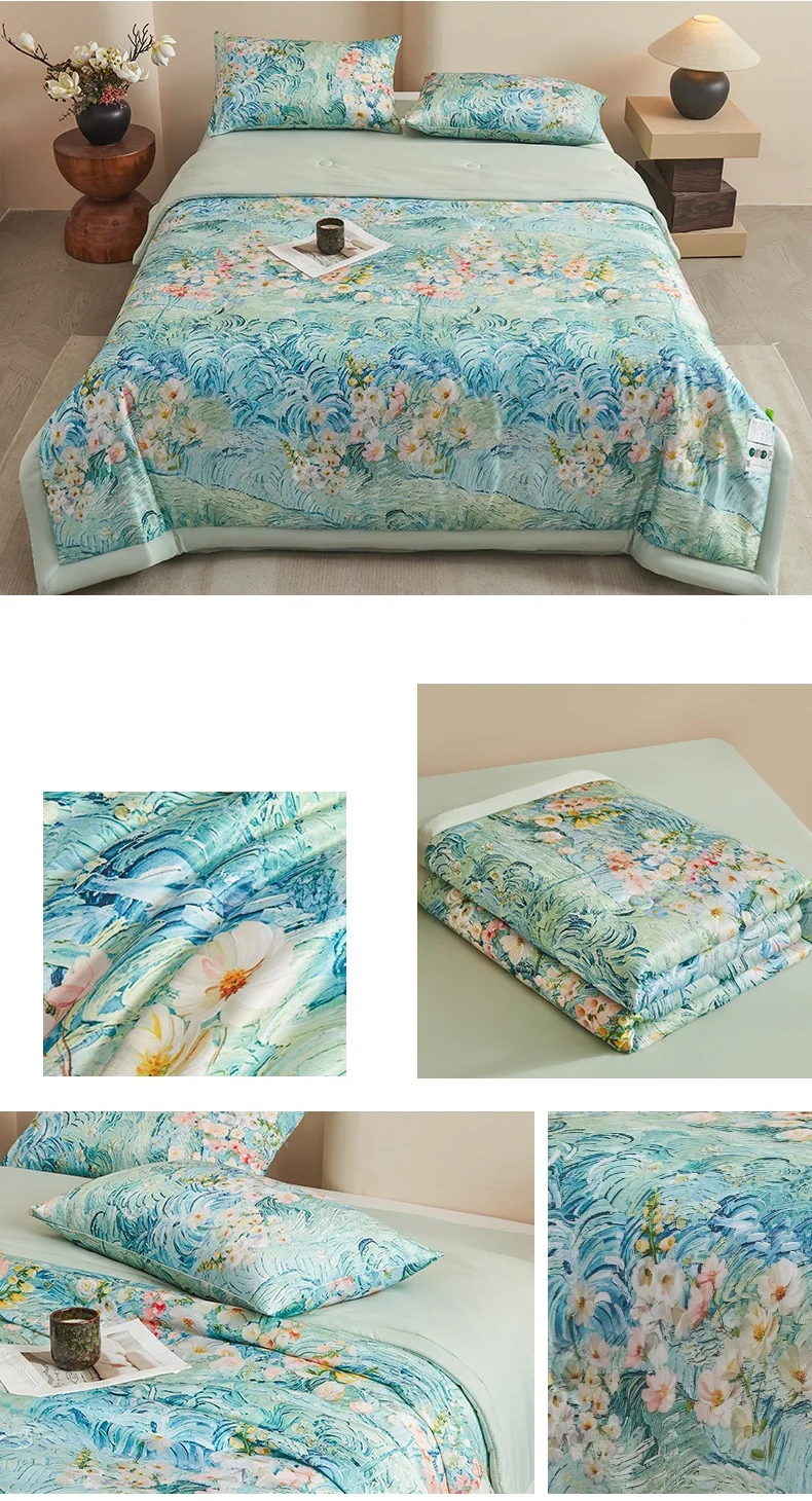 1pc Skin-friendly Quilts Soft Duvet Single/Double/Queen Size Comforter Quilted Blanket Home Bedspread 여름이불 (No Pillowcase)