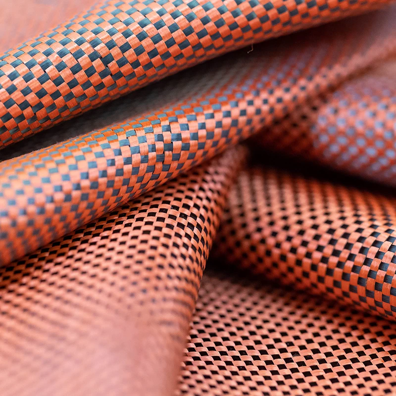 

F208 COOVA 3K Orange Kevlar & Carbon Fiber Fabric Cloth Plain Pattern Tela Fibra De Carbono Kevlar Fabric Aramid Jacquard Lotes