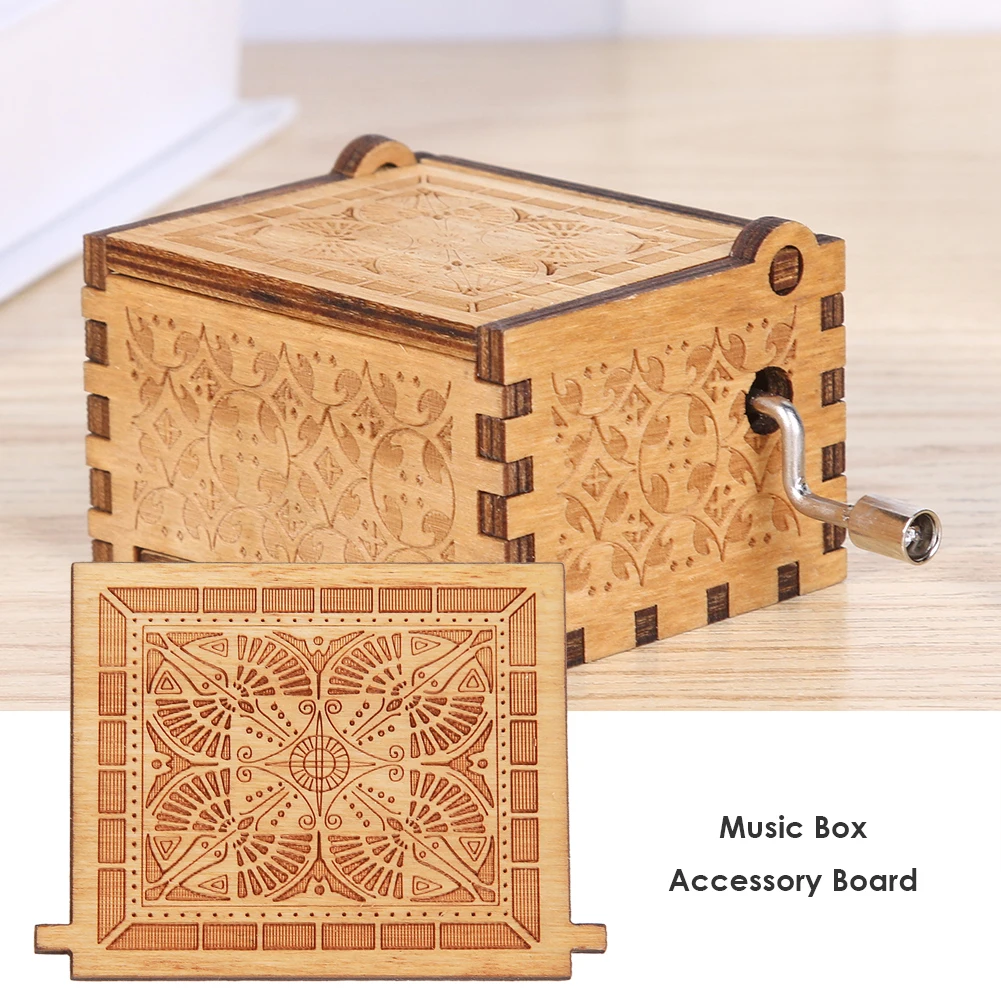 1-10PCS Wooden Board Accessories for Pattern Hand Cranked Music Box Creative Wooden Board Accessory Home Party Ornaments Gift