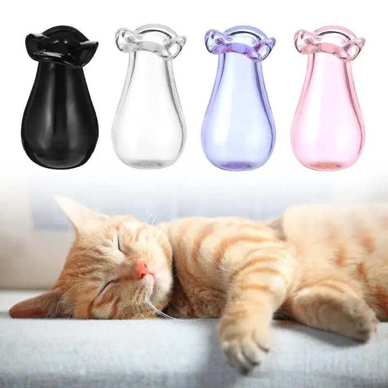 Pack of 4 Tiny Glass Vases Cats Whiskers Holder Miniature Flower Jars Small Decorative for DIY Plant Decoration 2