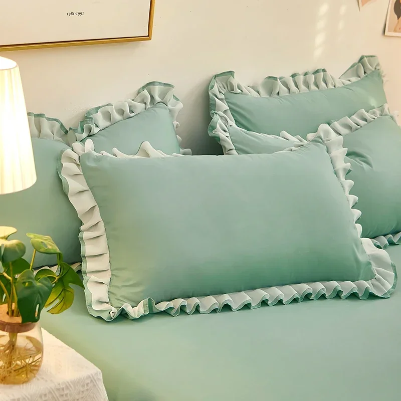 1pc Koreanische Romantische Prinzessin Stil Solide Kissen Abdeckung Rüschen Kissenbezug Mädchen Nette Weiche Bettwäsche Set Decor Kissen Fällen – Detail 4