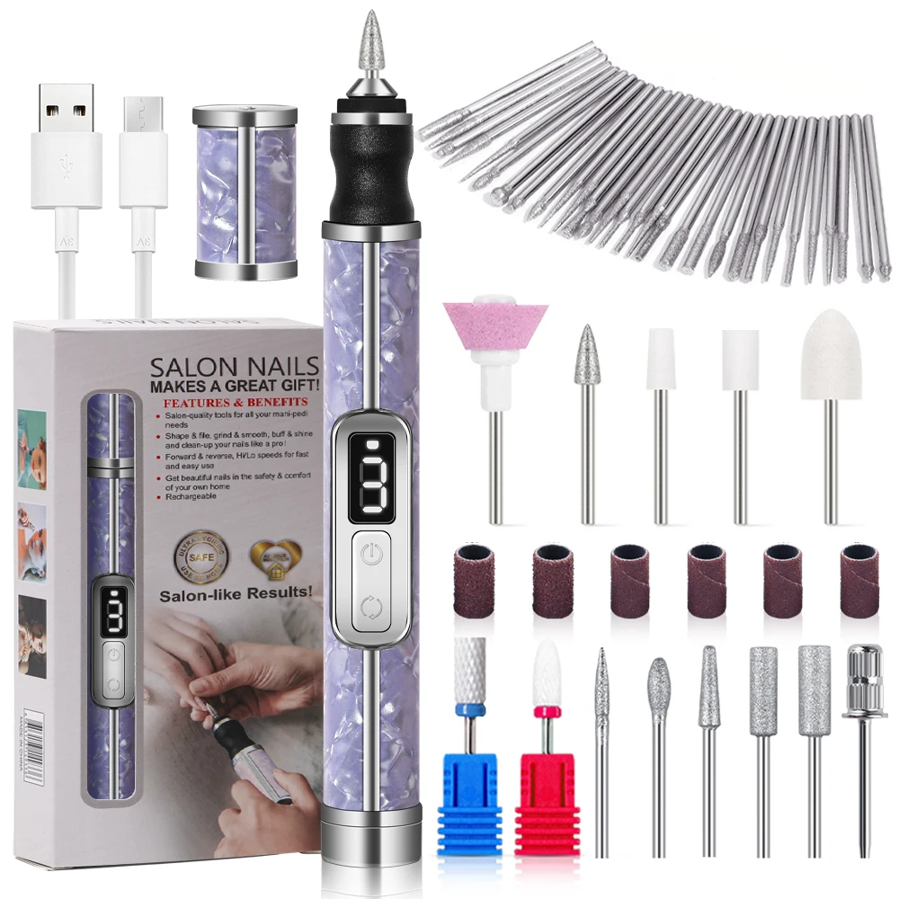 Professional Electric Nail Polishing Machine Nail Drill Multiple Gears Low Noise Nails Sander File Set For Manicure Salon Tools