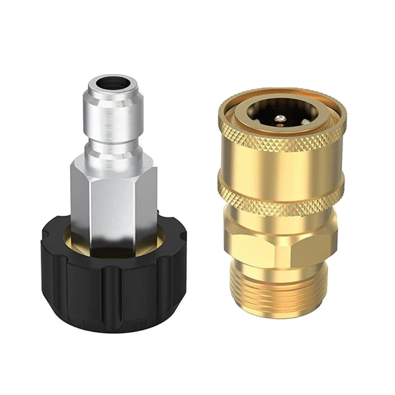 

M22 to 1/4 Inch Pressure Washer Adapter Fitting Guns Hose Pump Durable for High Pressure Up to 5000PSI