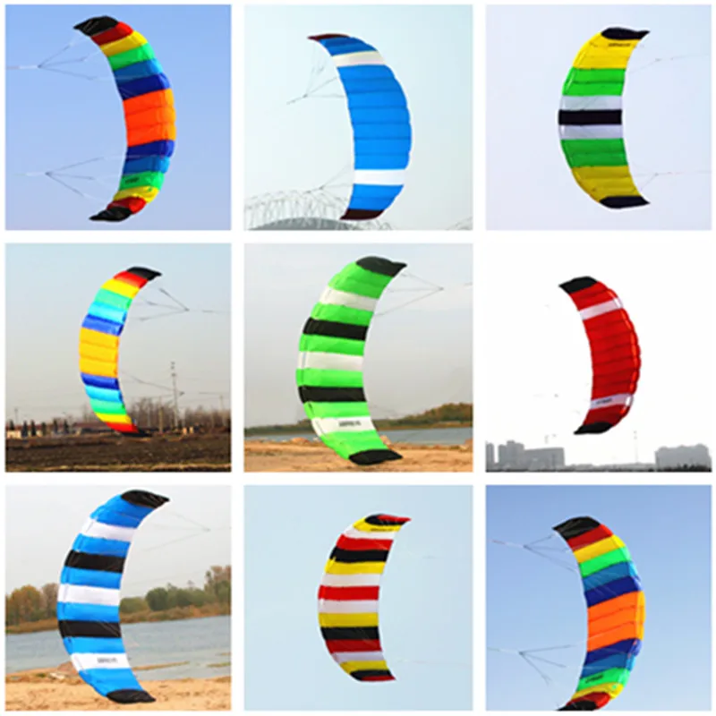 

free shipping dual line stunt flying power Kite rainbow for adults kitesurfing inflatable toys kite reel windsurf toy sports fun