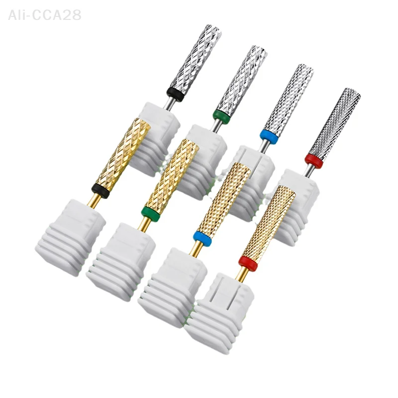 

25 мм длинные вольфрамовые стальные сверла для ногтей Золотой прочный фрезерный резец Карбид F M C XC размер Маникюр Аксессуары Инструменты принадлежности