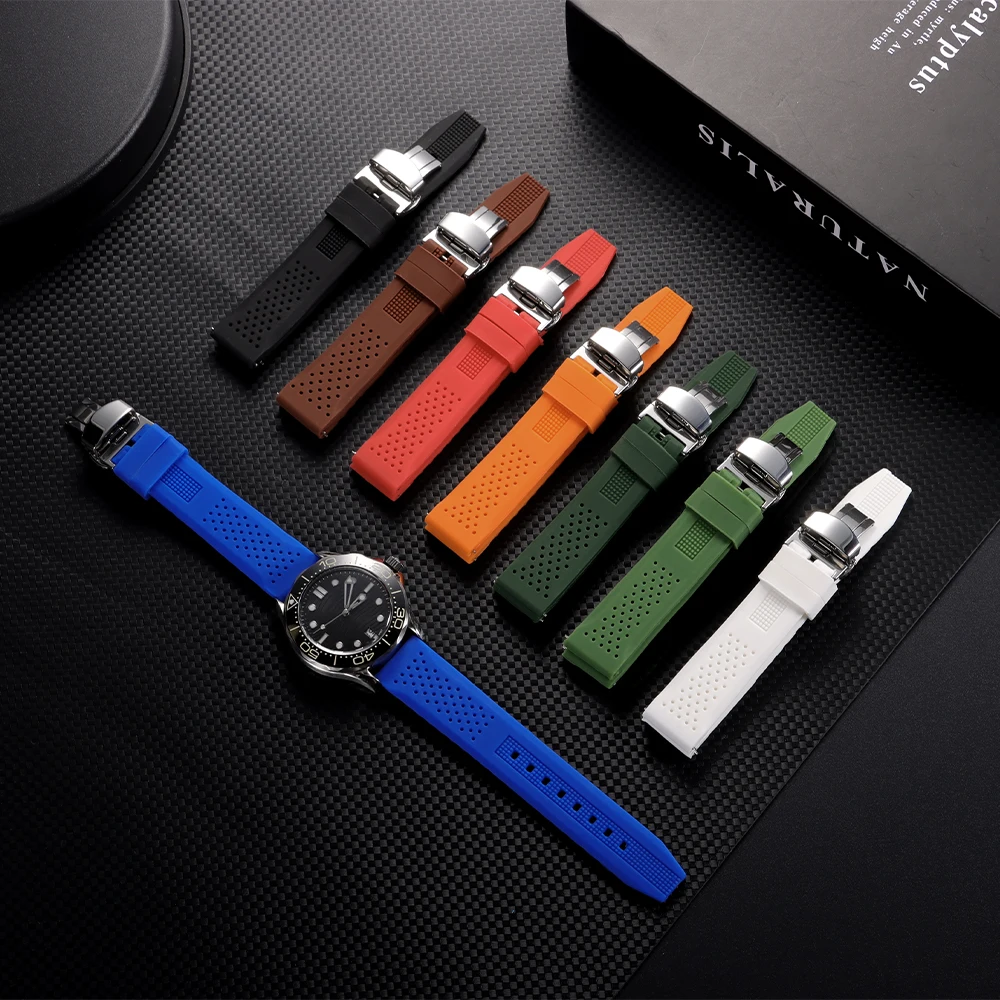 Silicone Quick Release Watch Strap with Butterfly Buckle - Available in Multiple Sizes