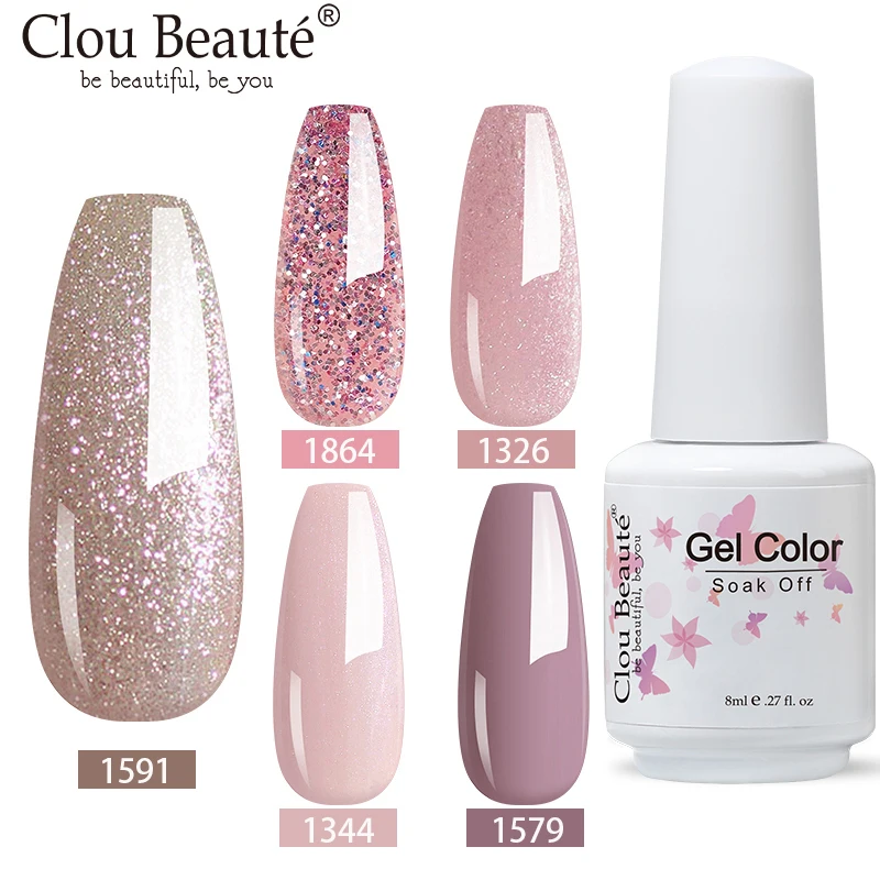 

Clou Beaute 8ml 79 Candy Colors UV Nail Gel Polish Soak Off Fingernail Polish Gel Varnish Gelpolish Pink Beige Gel Lacquer