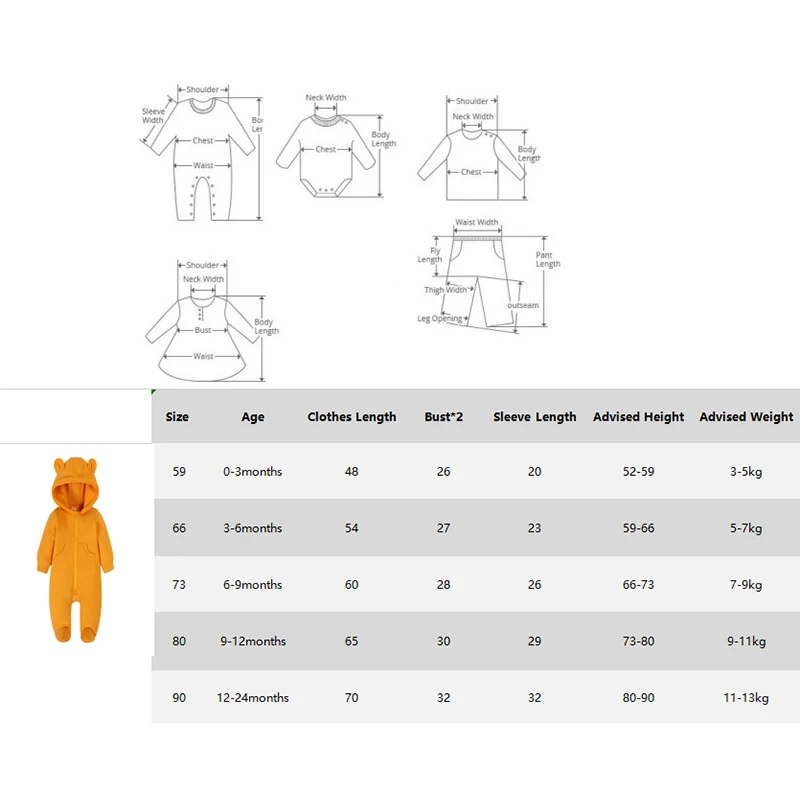 Baby Winter Warm Romper Newborn Solid Pocket Hooded Bear Thick Clothes 0-24M Infant Korean Boy Girl Outfits Bodysuit