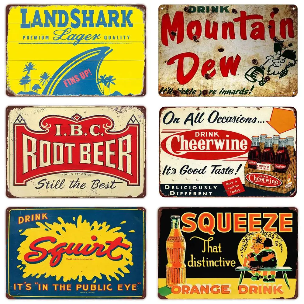 

Soft Drink Vintage Metal Sign, Orange Crush Tin Plaque, Rum Retro Poster for Kitchen, Bar, Pub, Club, Man Cave, Home Wall Decor