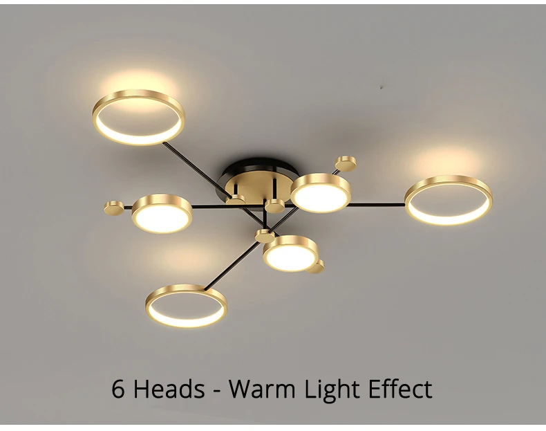 Ceiling Light - Modern LED Chandelier Gold Frame Indoor
