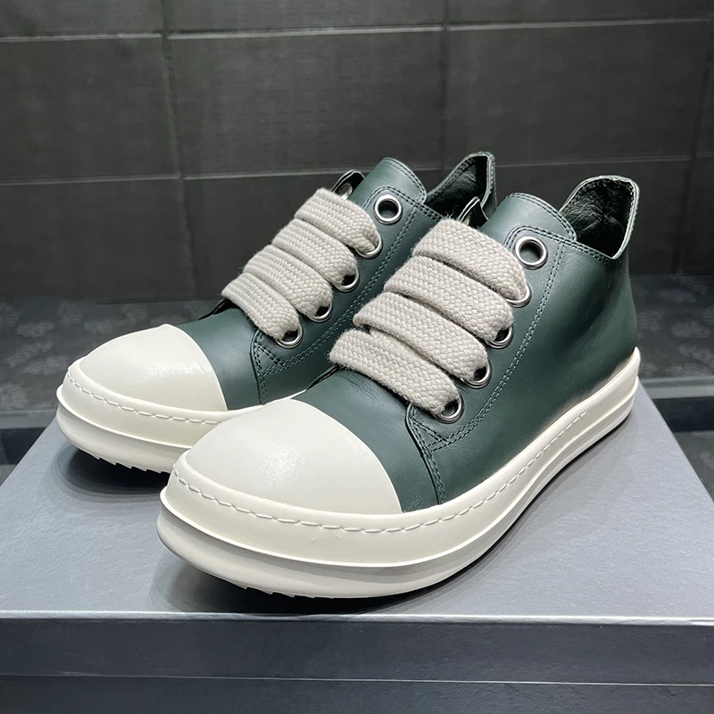 

Spring and Autumn New Women's Genuine Leather Casual Shoes High Street Outdoor Flat Bottomed Non Slip Couple Shoes Free Shipping