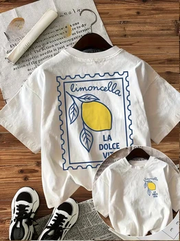 Lady's T-shirt Bright Lemon Graphic Print T-shirt Short Sleeve Crew Neck Casual Top for Summer Spring Women's Clothing 1