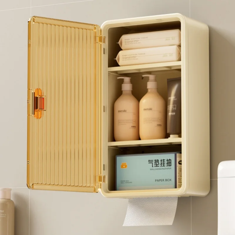 Waterproof Tissue Box Removable Partition Makeup Tools Storage Box No-punch Wall-mounted Box for Bathroom Bedroom Kitchen 5