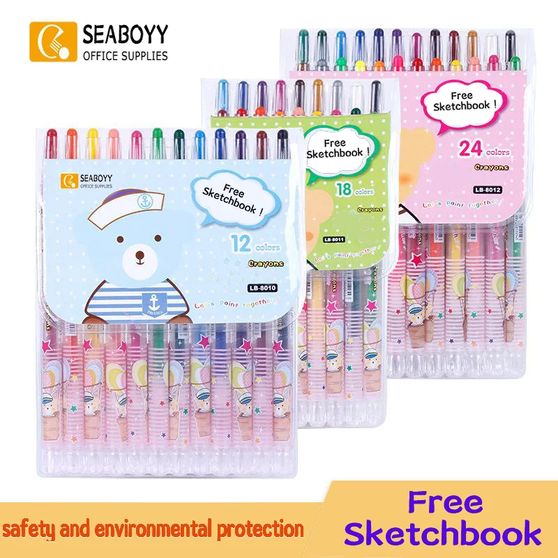 2024 new navy bear safe erasable children's rotating crayon color pen painting pen children's art graffiti pen plastic box - Image 2
