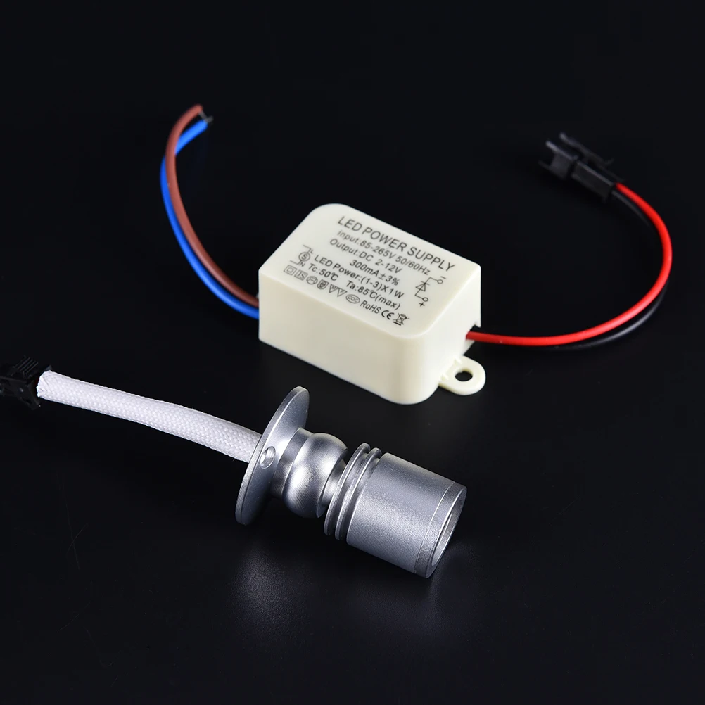 Dimmable 1W LED Downlight Embedded Cabinet Mini Spotlight AC90-265V DC12V Jewelry Show Including LED Driver
