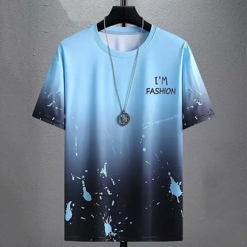تي شيرت رجالي كاجوال رياضي من الحرير الجليدي رفيع...