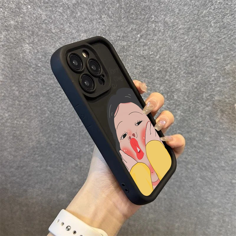 Witzegt Koppel Meedercher Jong Silikon Telefonshülle fir Samsung Galaxy S24 S23 S22 Ultra Plus S21 FE A14 A34 A54 A13 A53 A32 A52 5G Cover_voghion.com