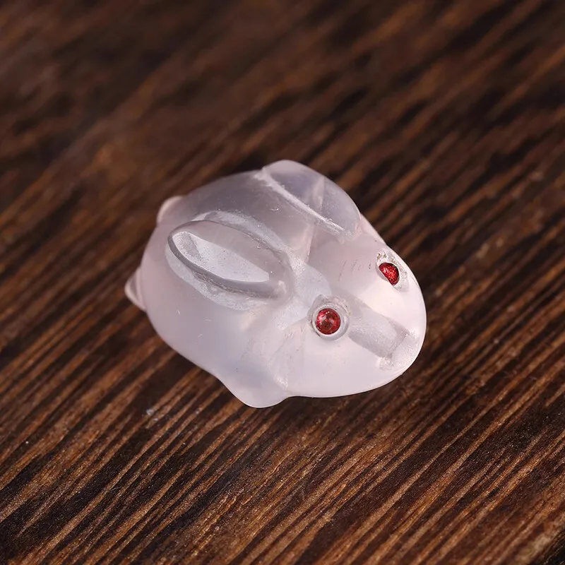 핑크 붉은 마노 석영 흑요석 조각 토끼 전체 구멍, DIY 보석 목걸이 느슨한 구슬, 13*18mm, 1 개