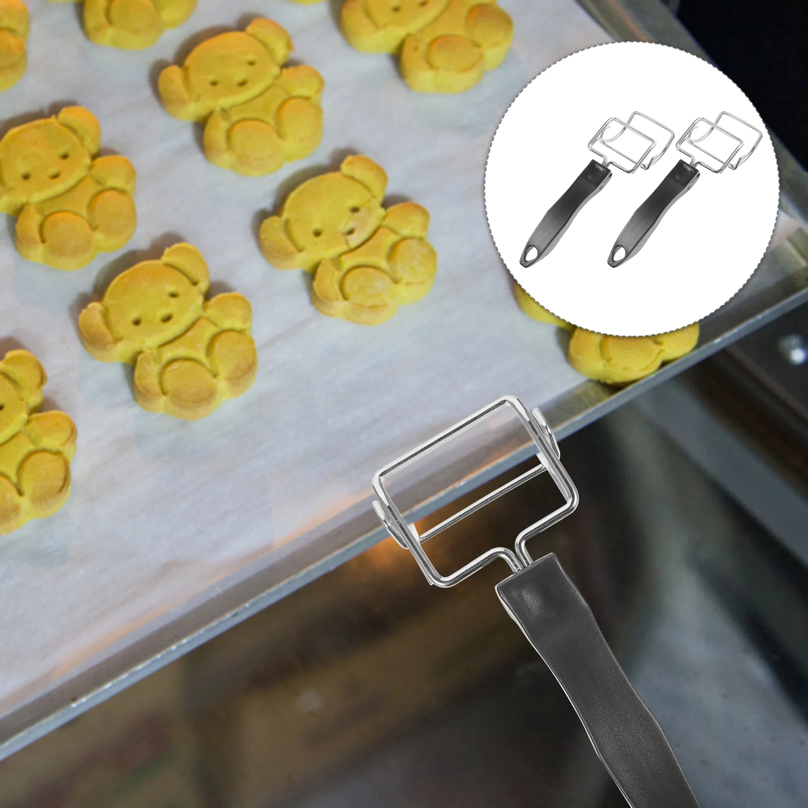

2 Pcs Bakeware Tongs Kitchen Dish Fixture Plate Anti-scald Steel