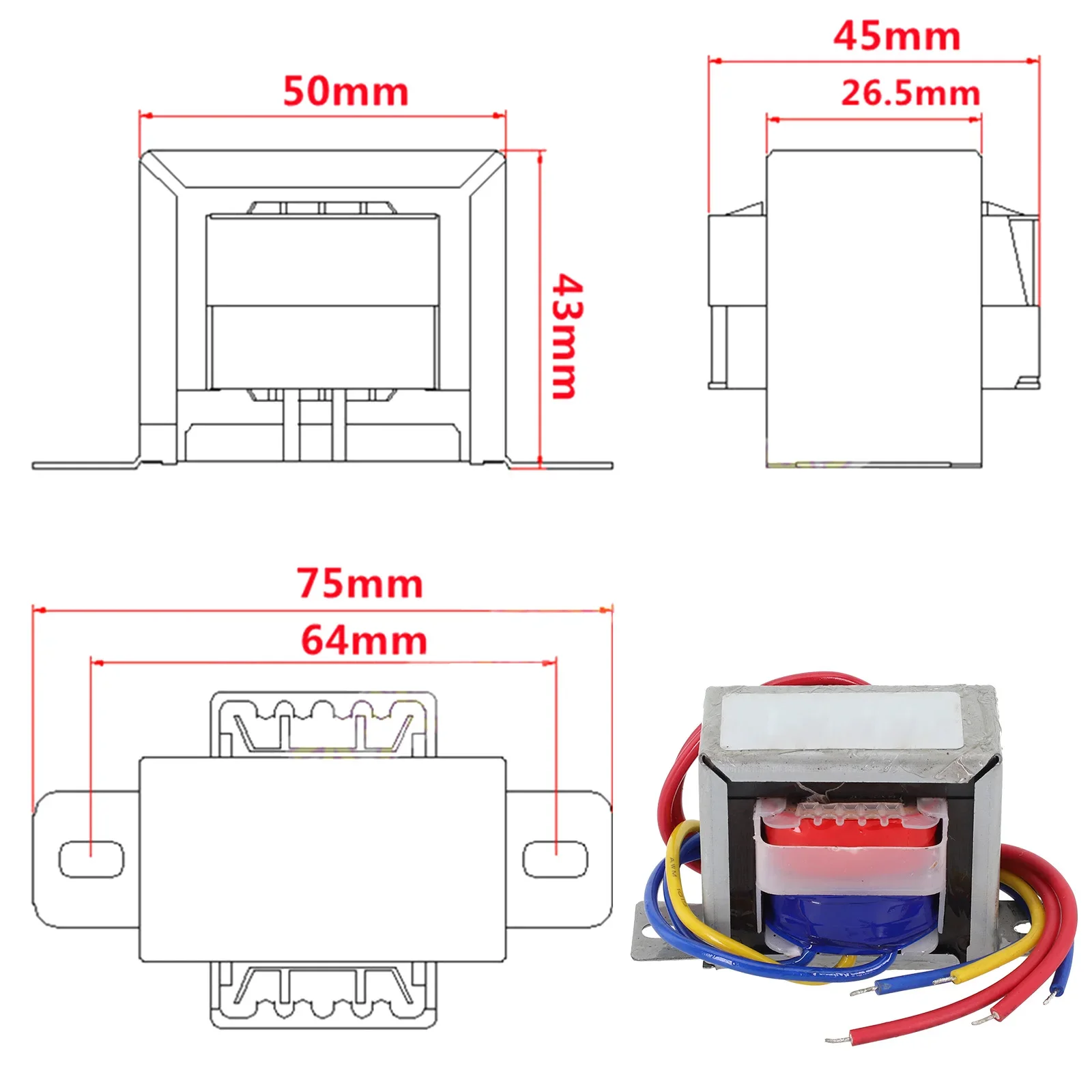 1PCS 10W EI48 Power Transformer Input 220V Output 12V-0-12V 24V-0-24V power transformer