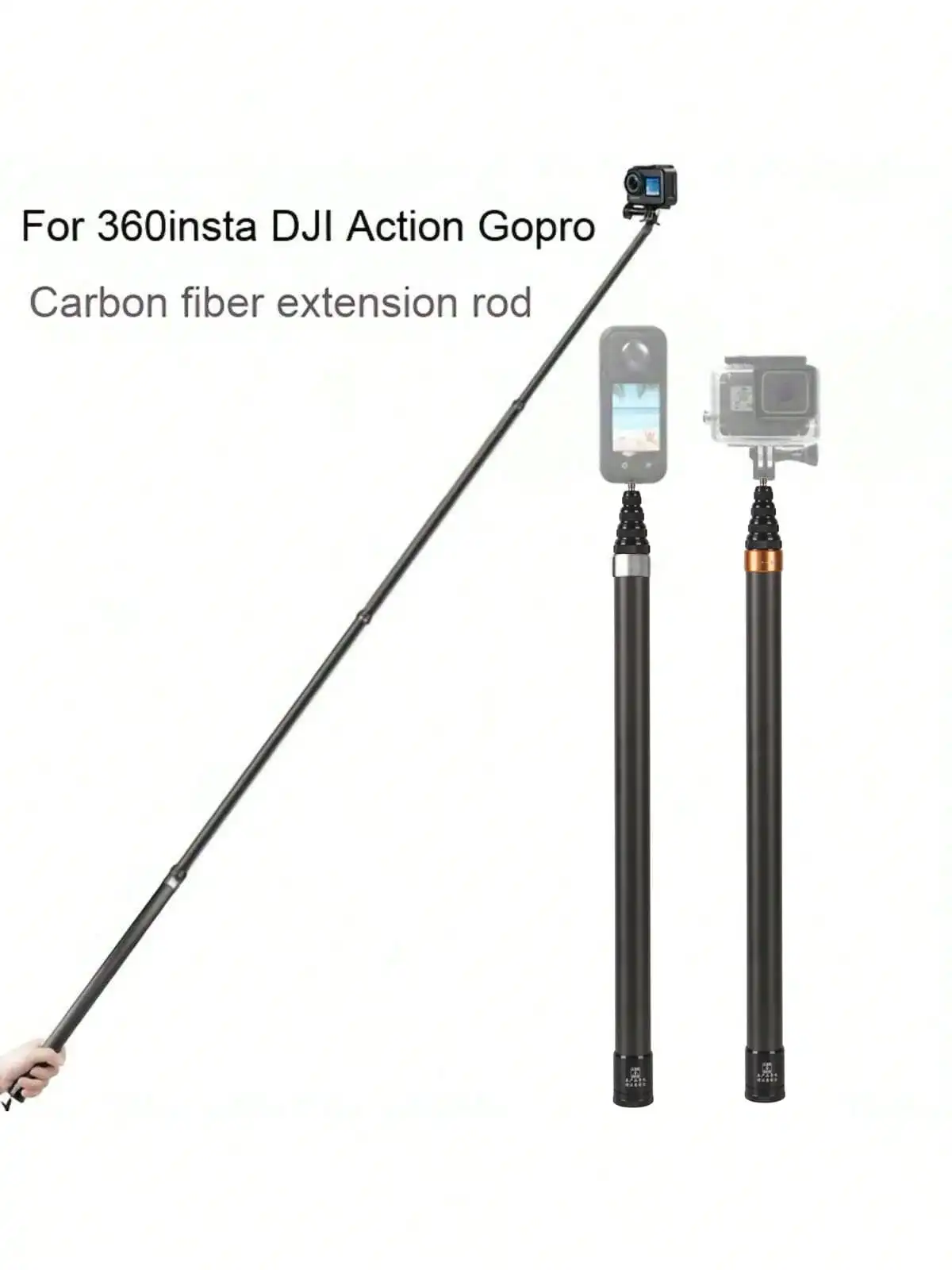 Perche télescopique 3m fibre carbone pour GoPro Insta360 DJI Action
