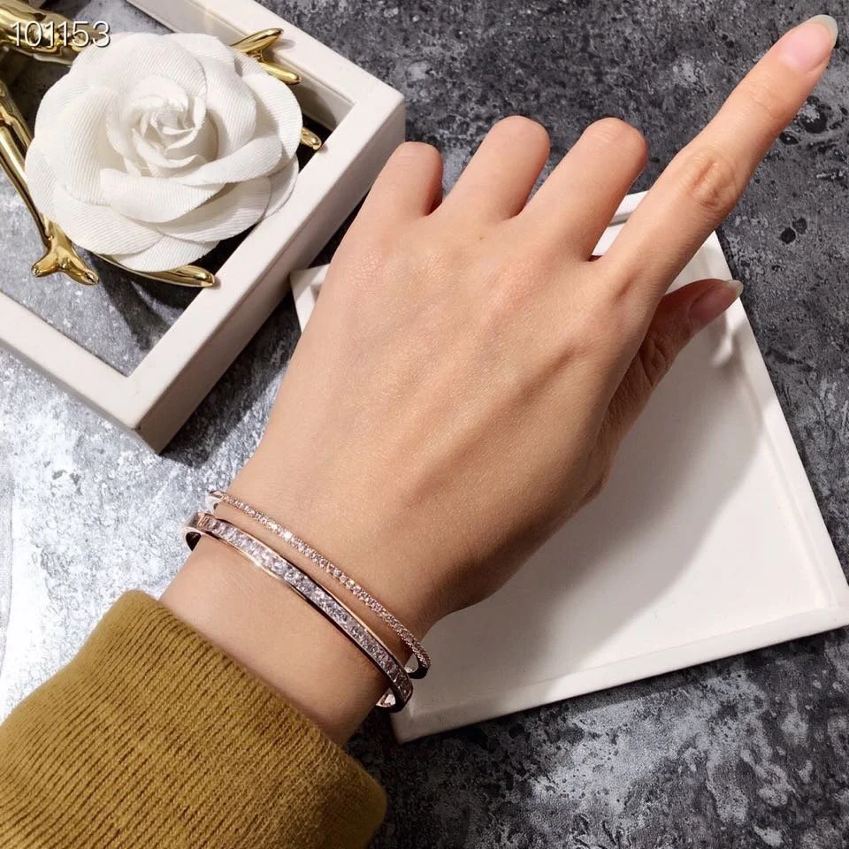 2022 Hot Trend Brand Double Row Diamond Small Square Diamond C-shaped Double-layer Bracelet Process Natural Malachite Feminine