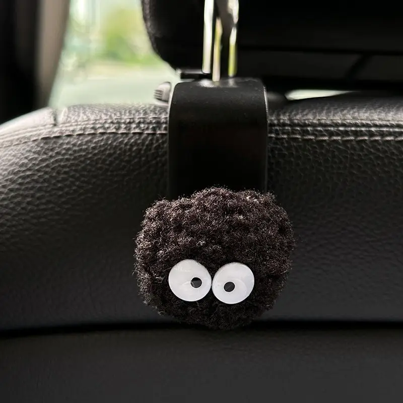 Cute Little Coal Ball Car Seat Back Hook Portable Auto Back Seat Organizer Hanger Storage Holder Auto Interior Accessories 6