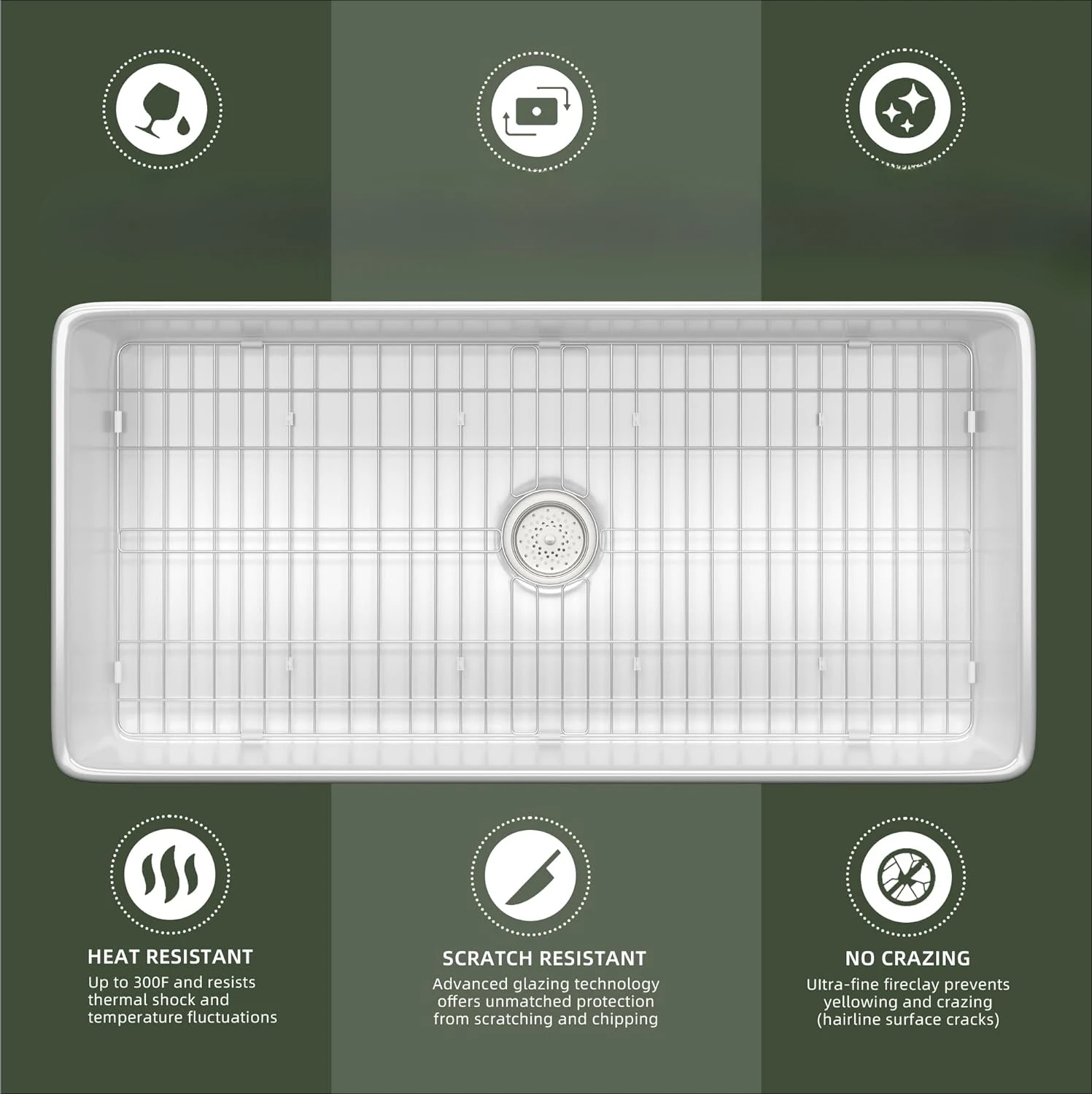 Bowl Kitchen Sink Deep Drop In Farm Sink Undermount with Modern Style Luxury Accessory Kit 5