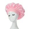 Women Night Sleep Hair Caps Silky Bonnet Satin Double Layer Adjust Head Cover Hat For Curly Springy Hair Styling Accessories 2