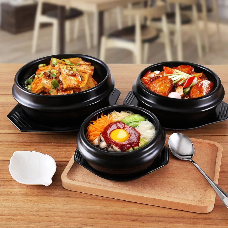 Korea Stone Fish Bibimbap Ceramic Pot Casserole Pallet Rice Noodle High-Temperature Household Korean Braised Chicken Bowl