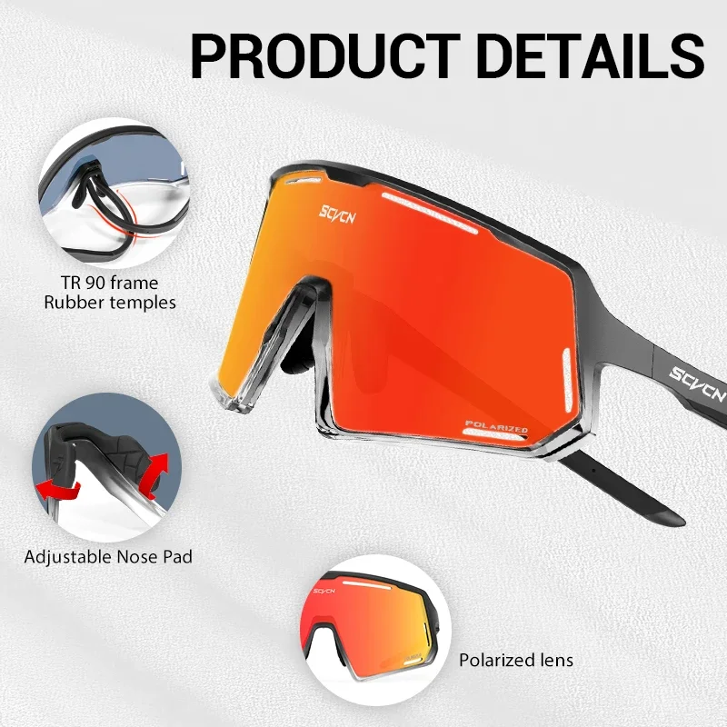SCVCN Polarized Cycling Glasses Sunglasses for Men Women MTB Glasses Sports Driving Running Hiking UV400 Lightweight Goggles
