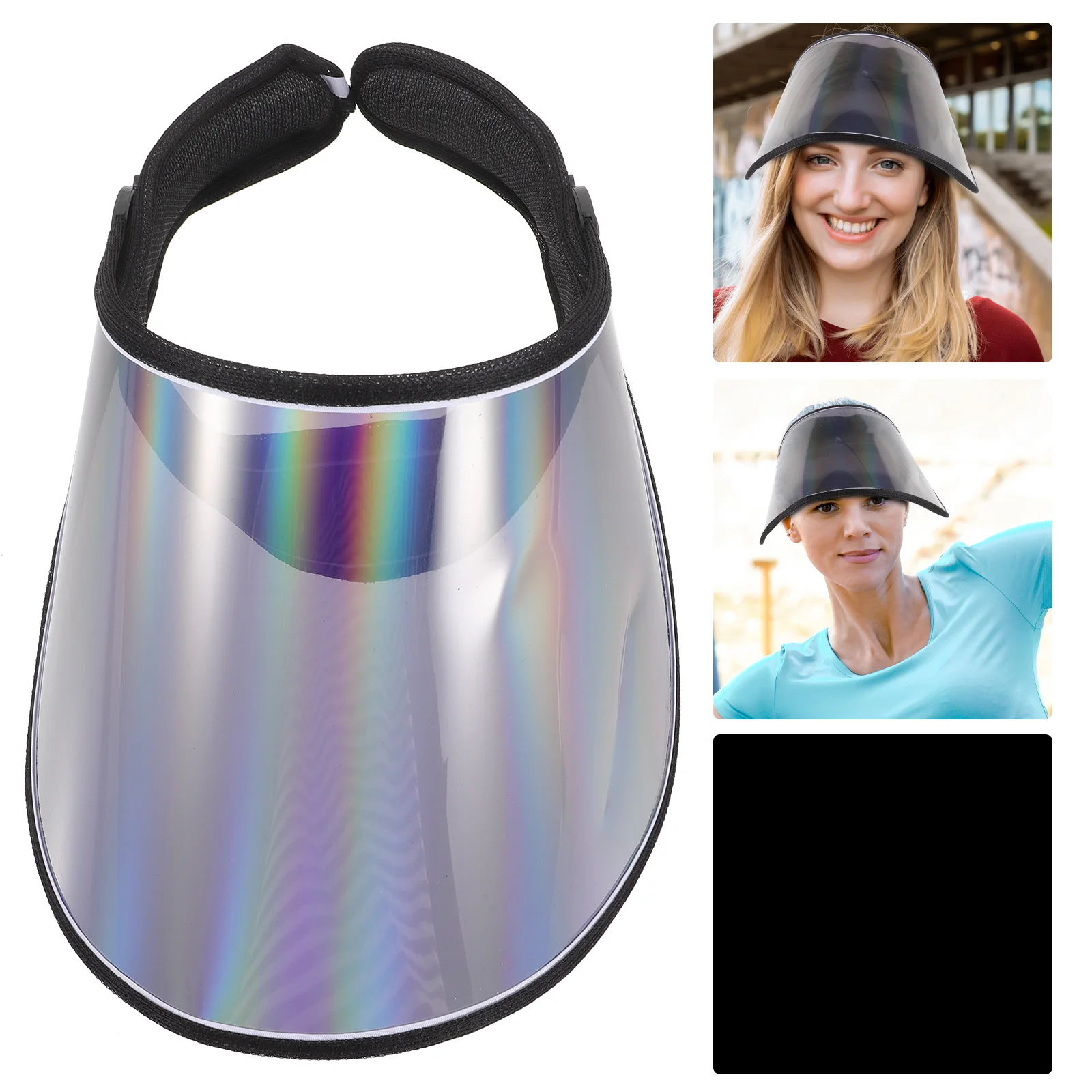 

LIOOBO PVC Anti-UV Sun Visors Adjustable Sports Sun Hat for Travel Exercises Holographic