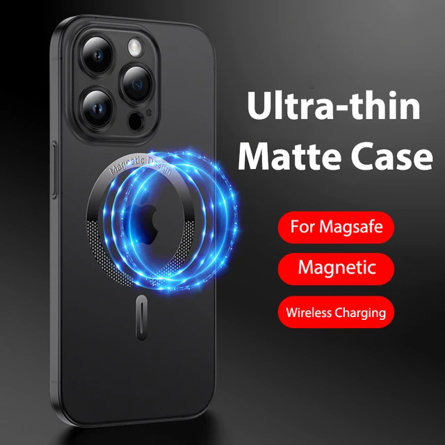Matte Wireless charging Magsafe case for iphone 13 14 12pro 11 14pro 14Pro  Max Clear shockproof hard case protective cover - AliExpress