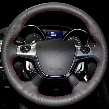 Car Steering Wheel Cover Perforated Microfiber Leather For Ford KUGA Escape 2013-2016 Focus 3 2012-2014 Steering Wheel Case 1