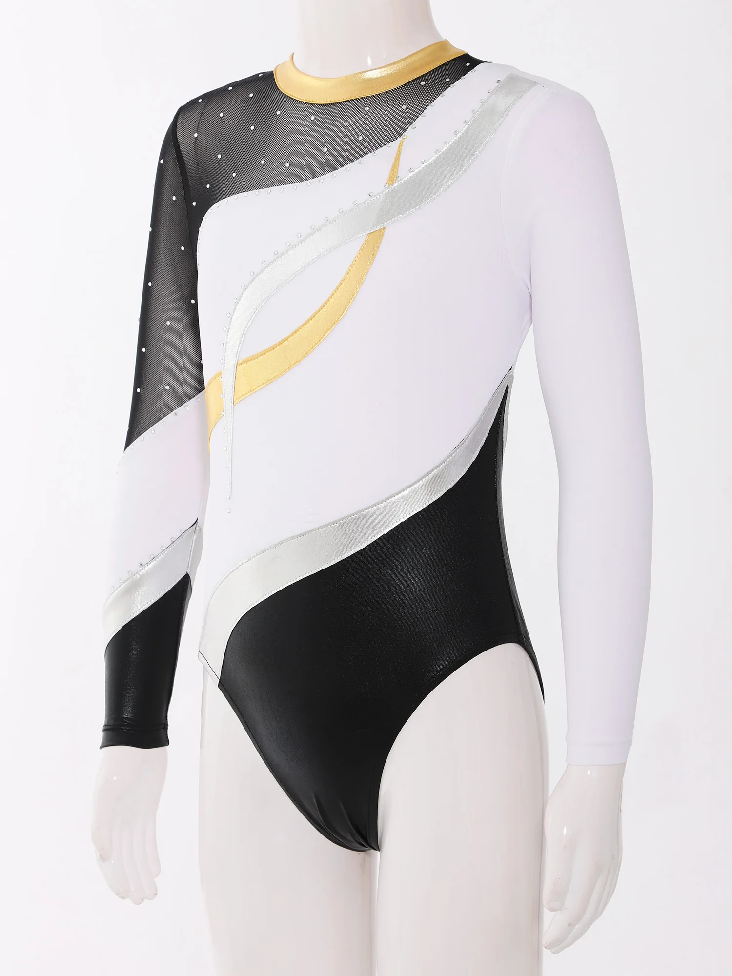 Children Dance Leotards Fashion Children Ballet Dance Leotards Kids Gymnastics Bodysuit for Girls Long Sleeve Patchwork Skating Jumpsuit Dancewear