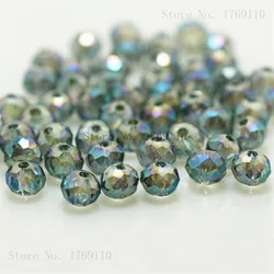 Isywaka Deep Blue Faceted Crystal Glass Rondelle Beads - 50pcs (Clear green)