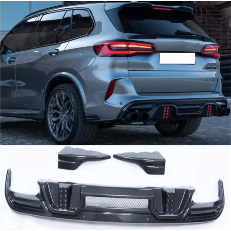 

For BMW F95 X5M 2019 2020 2021 2022 2023 Real Carbon Fiber Rear Bumper Trunk Lip Diffuser Spoiler Cover