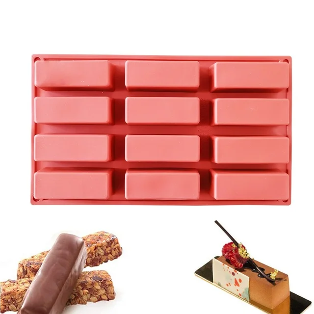 12 Kavitációs Szilikon Fehérje Rudak Penész Téglalap Granola Bár Sütőszeres Francia Sütemény Desszert Szerszám - Image 2