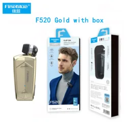 Fineblue F520 Mini Wireless Bluetooth Earphone with Retractable Design and Call Reminder Vibration (F520 GOLD WITH BOX)
