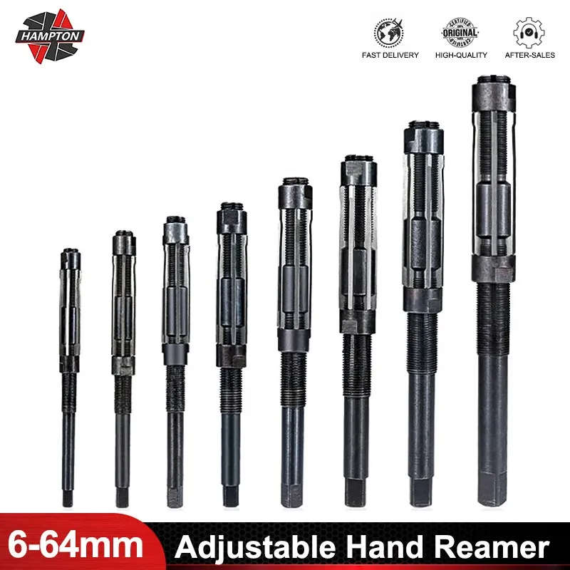 Hand Reamer HSS Reamer Steel Reamer Tools 1PC 6mm-64mm Adjustable Hand Reamer HSS Size Range Alloy Steel Reamer Hand Machine Cutting Tools