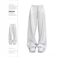 Gray American Sport Pants Women High Street Loose Wide Leg Casual Trousers Autumn New Style Comfortable Loose Fit Trousers