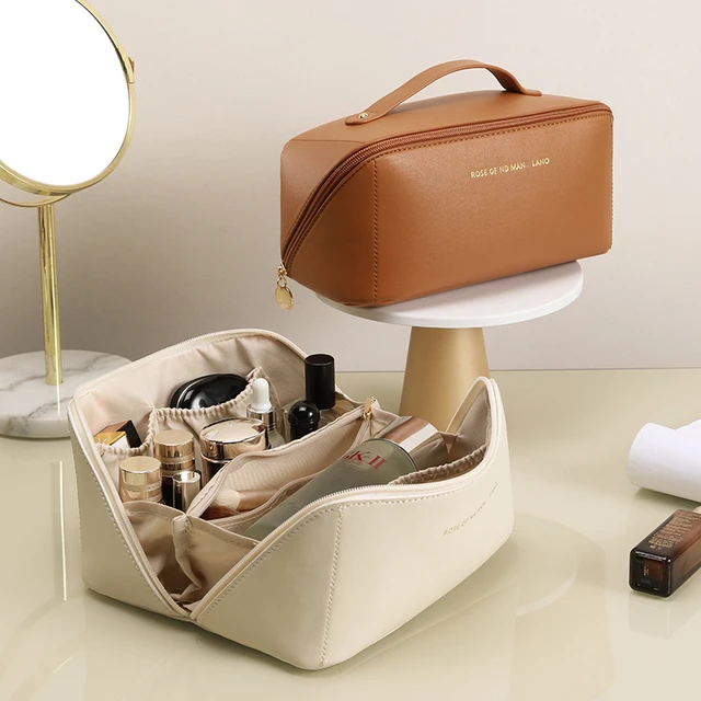 Luxury Shiny Rose Gold Cosmetic Bag, Double Layer Makeup Box,  Multi-Functional PU Leather Makeup Bag with Compartment - China Cosmetic Bag  and Zipper Cosmetic Bag price