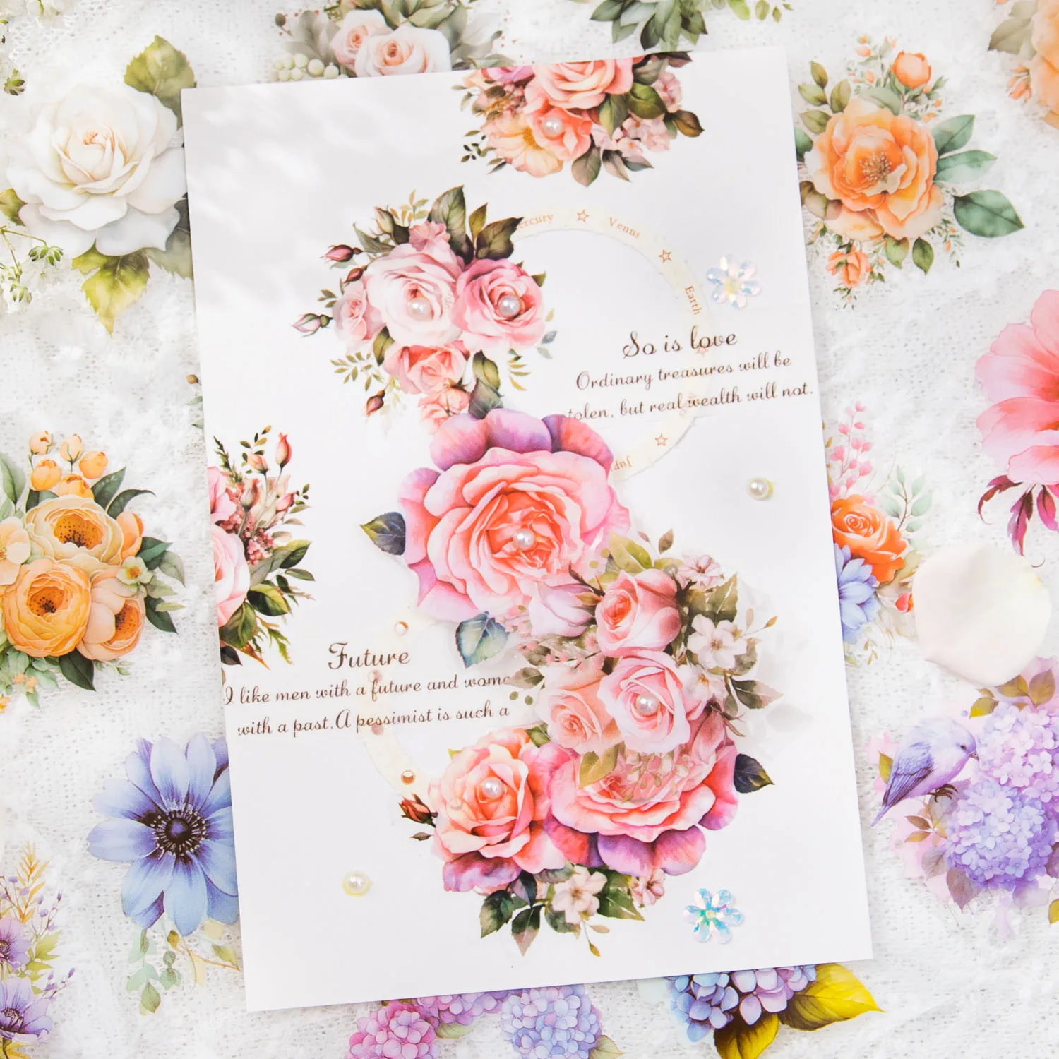 Decorative Stickers Stationery Tapes Floral Stickers Decorative Labels Stickers Stationery Stickers Self Adhesive Stickers Adhesive Stickers Paper Stickers 50mm*2m PET Plant Flowers tape Sticker Decorative collage Adhesive Diy Scrapbooking hand made Masking tape