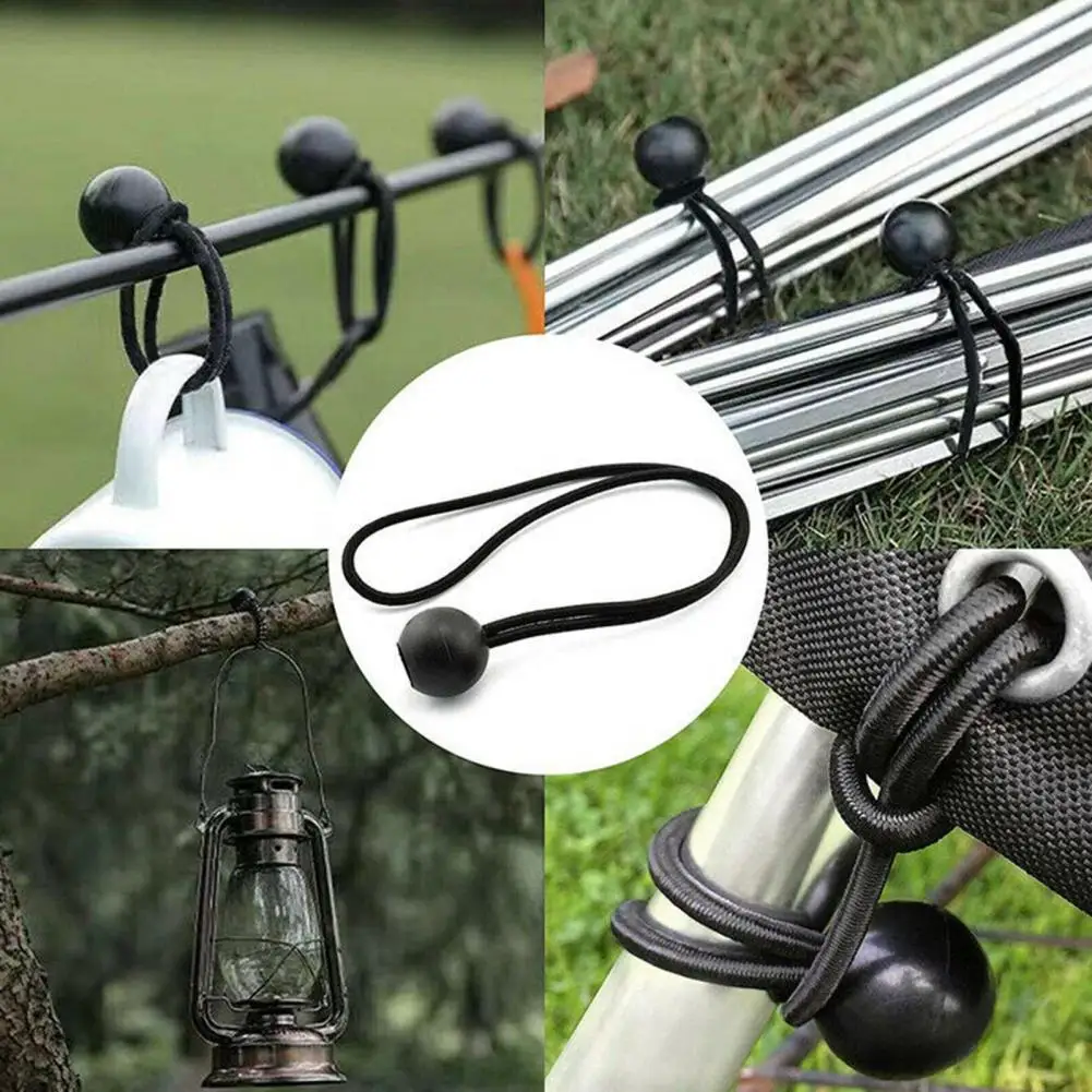 

Elastic Ropes Portable Waterproof Tie Down Straps 50pcs Tarpaulin String Cords with Balls Elastic Bands for Camping Accessories