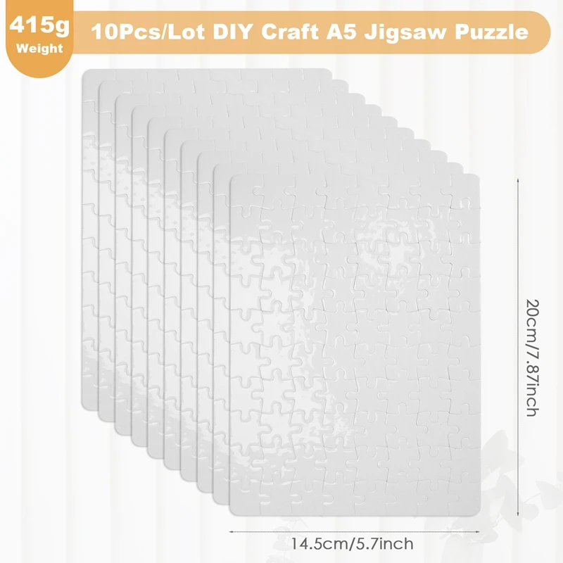 승화 블랭크 퍼즐, 잉크 전사용 DIY 공예 A5 직소 퍼즐, 로트당 10 개